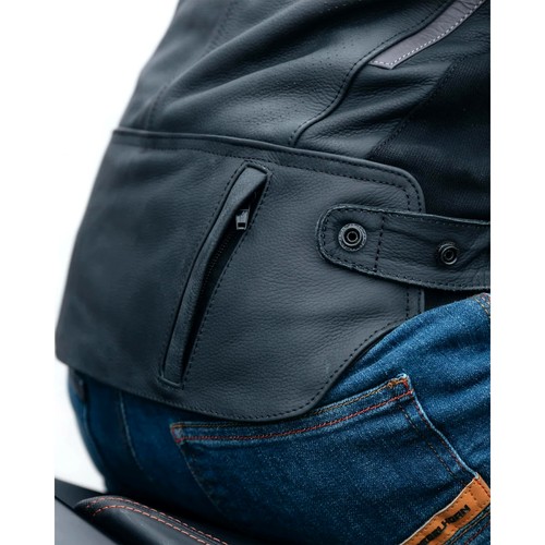 Giacca moto uomo in pelle REBELHORN VANDAL nera/rossa fluo - Imagen 10 de 17