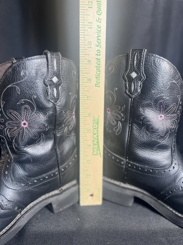 Justin Botas Gitanas Cuero Negro 7B Mujer Puntera de Acero Floral Bordado Vaquero - Imagen 6 de 14