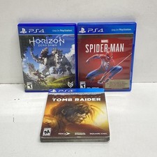 Spider-Man Horizon Zero Dawn Shadow of Tomb Raider 3 PS4 Game Lot Steelbook