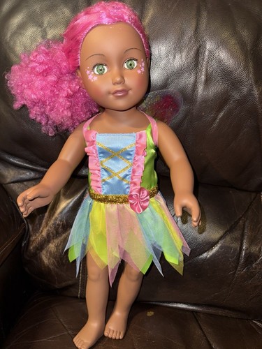 MY LIFE As Elora rosa Haare Glitzer Feenflügel 18" Puppe