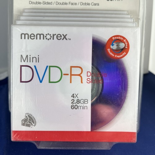 Memorex Mini DVD-R 5 Pack 2.8GB 60 Min SP Mode Double Sided for DVD Camcorder - Picture 2 of 6