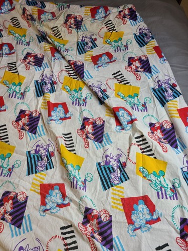 Vintage Walt Disney Mickey Mouse Twin Bed Set Flat Fitted Pillowcase Team Mickey - Picture 9 of 14