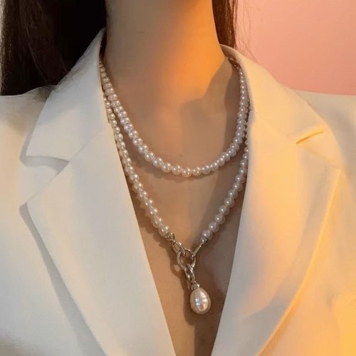 Multilayer Pearl Choker White Pearl Pendant Accessory Party - Picture 8 of 12