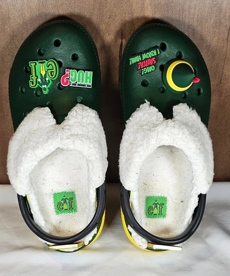 Buddy The Elf X Crocs Sherpa Lined Clog Mens Size 7 Womens 9 Green Christmas EUC - Image 2 of 4
