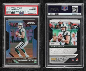 2018 Panini Prizm Light Blue /199 Sam Darnold #203 PSA 10 GEM MT Rookie RC