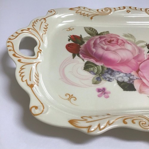 Melamine Floral Serving Tray NEW Handles Cream Pink Peonies Tea Vanity Serving - Picture 7 of 22