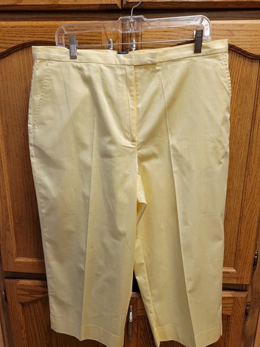 NWT Yellow & White Stretch Business Office Dress Capri Wide Leg By Izod Sz16 - Picture 2 of 13