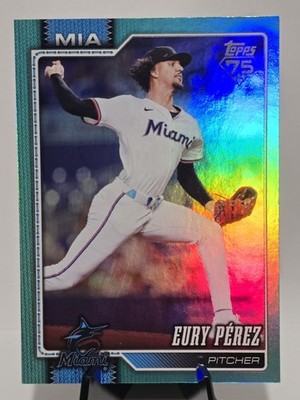 2026 Topps Series 1 Aqua Rainbow Foil #285 Eury Perez Florida Marlins