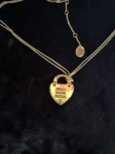 Juicy Couture Gold Tone Y2K Totally Secure Couture Heart Lock Chain Necklace - Picture 2 of 16