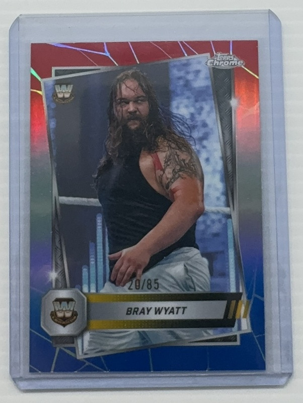 2025 Topps Chrome WWE Bray Wyatt Red White Blue Refractor #20/85 #126 Legends