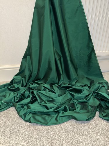 "Tela de tafetán nupcial crujiente verde brillante de 58"" de ancho confección artesanal" de 1 metro - Imagen 2 de 5