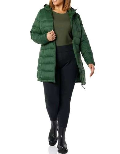 Womens Lightweight Mid-thigh Water-Resistant Hooded Puffer Coat Size 4X - Picture 4 of 6