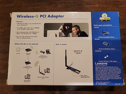 LINKSYS WIRELESS-G PCI ADAPTER WMP54G 2.4GHz 54Mbps - Photo 3/11