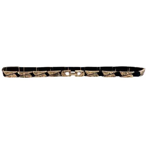 Cinturón ajustado elástico de metal dorado negro 34" - Imagen 1 de 5