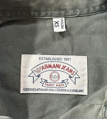 Vintage 80s Armani Jeans Military Button Down Longsleeve Shirt XS