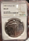 1987 MS69 American Silver Eagle Coin - Graded by NGC 2nd Year of Issue
