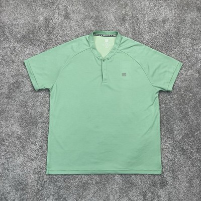 Three Sixty Six Golf Henley T Shirt Mens XL Green Short Sleeve Stretch 366