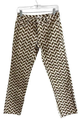 PacSun Jeans Womens Chevron Brown Tan Low Rise Straight Size 24 Button Fly NWT - Picture 3 of 12