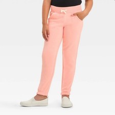 Girls' Fleece Jogger Pants - Cat  Jack Medium Pink XL: Elastic Waist