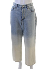 BLANKNYC Women Cropped Wide-Leg Jeans Light Blue High Rise Button Size 27
