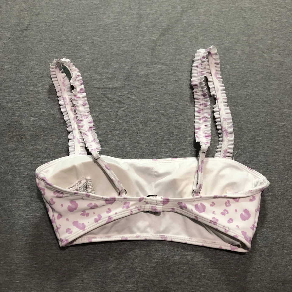Forever 21 бикини верхний женщин S гепард печать оборки пляж отпуск белый фиолетовый - Изображение 4 из 4
