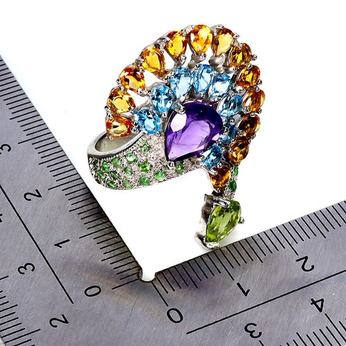 925 Sterlingsilber Ring Birne Amethyst 9x7mm Citrin Peridot Edelstein Schmuck 7 - Bild 3 von 14
