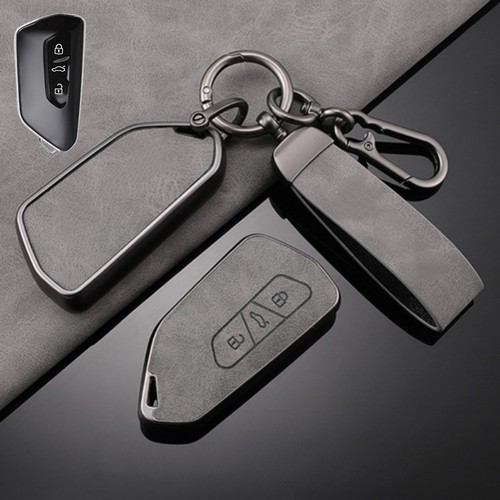 Alloy Leather Car Key Fob Case Cover For VW Ateca Skoda Octavia Golf 8 Leon ID.4 - Picture 4 of 10