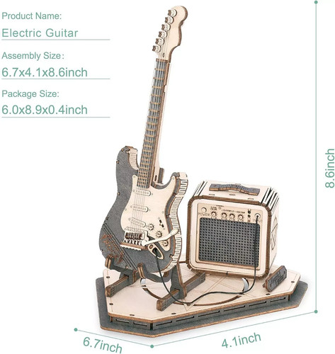 ROKR ROBOTIME 3D Wooden Puzzle Adults Electric Guitar Model DIY Craft Kits Gifts - Picture 9 of 9