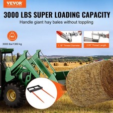 Spear Bale Spear 3000lbs Skid Steer Loader Tractor Attachment 2 Stabilizer