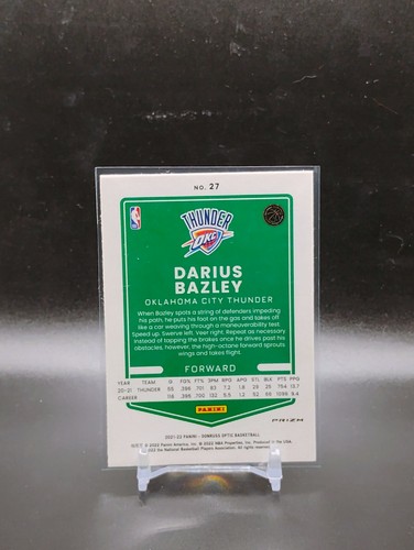 2021-22 Donruss Optic #27 Darius Bazley Holo - Picture 2 of 2