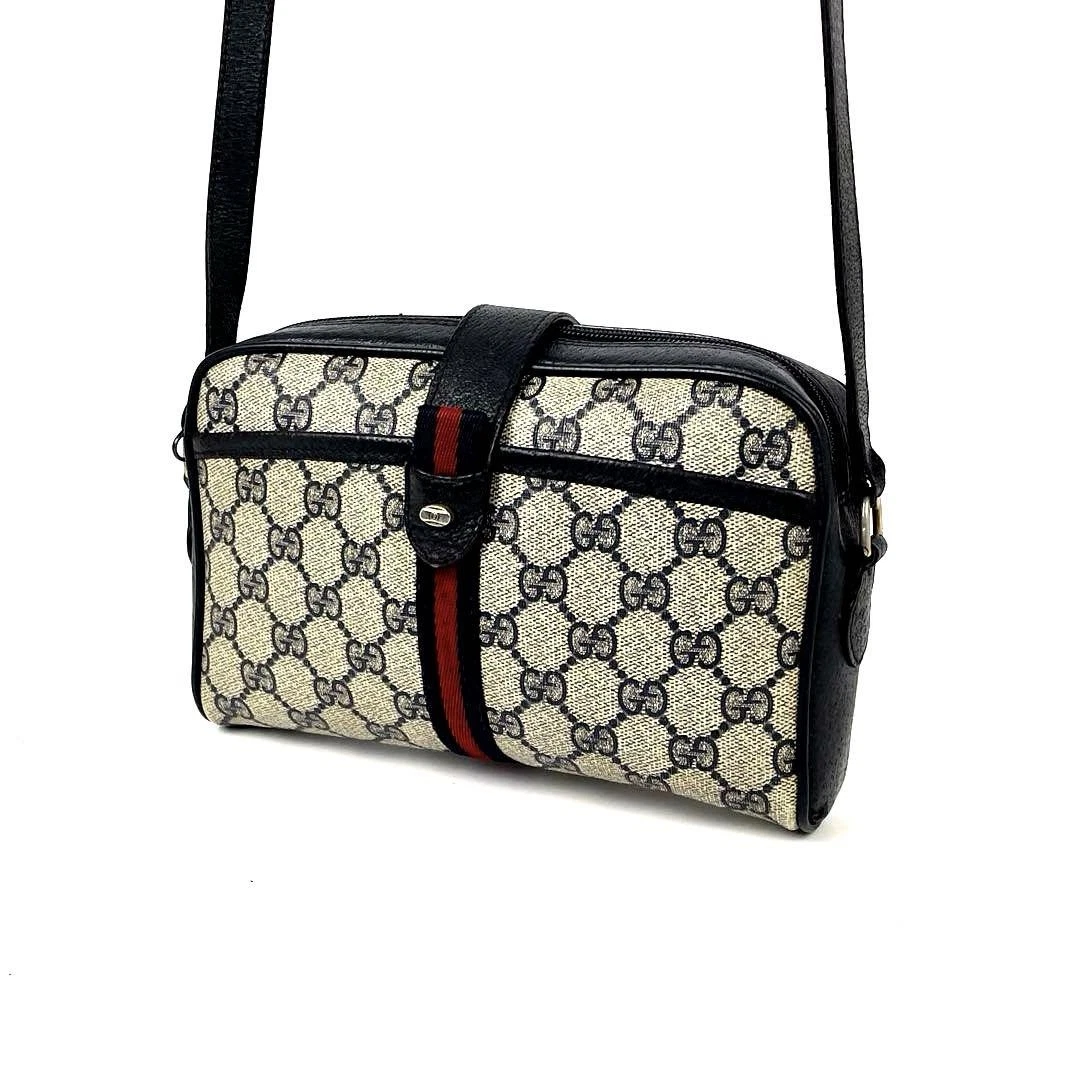 Sac bandoulière Gucci GG Supreme Sherry Line PVC cuir authentique occasion excellent + 