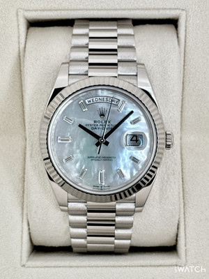 2024 Rolex Day-Date 40mm 228239 Presidential White Gold MOP Diamond Dial