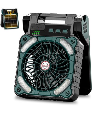 Solar Power Fan Battery & Solar Power,C Input USB Output,LED Lights