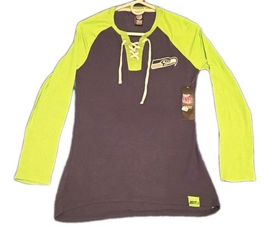 Seattle Seahawks Women's Medium NFL Team Apparel V-NECK Lace-up NWT MED SKU 349