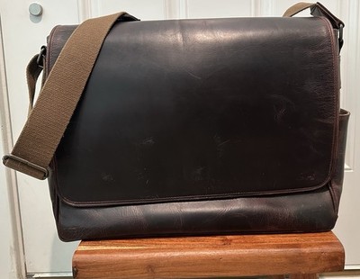 Buffalo Jackson Roosevelt Buffalo Leather Satchel Messenger Bag; Large, Dark Oak