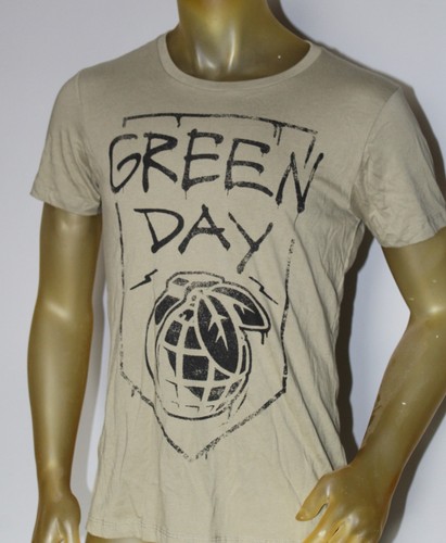 New Men's Green Day Olive Green Grenade Band Tee Shirt - Picture 1 of 4