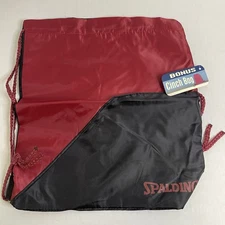 NWT Spalding Red & Black Drawstring Cinch Bag Gym Sack Tote Backpack