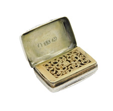 George IV Sterling Silver Floral Pattern Vinaigrette Antique 1826 Birmingham