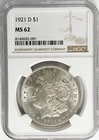 1921 D $1 Morgan Silver One Dollar NGC MS62 Denver