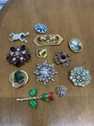 Lot of 12 Vintage  Brooch Jewelry Pins Costume