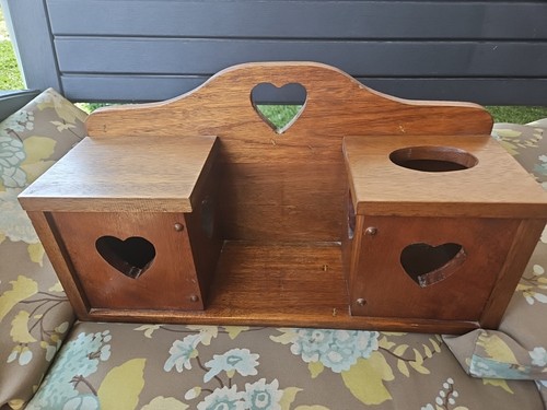 2 Ebenen Holz Wandregal Display Dekor Herz Tür Kurioses Wandregal 19 x 6 Zoll - Bild 3 von 13