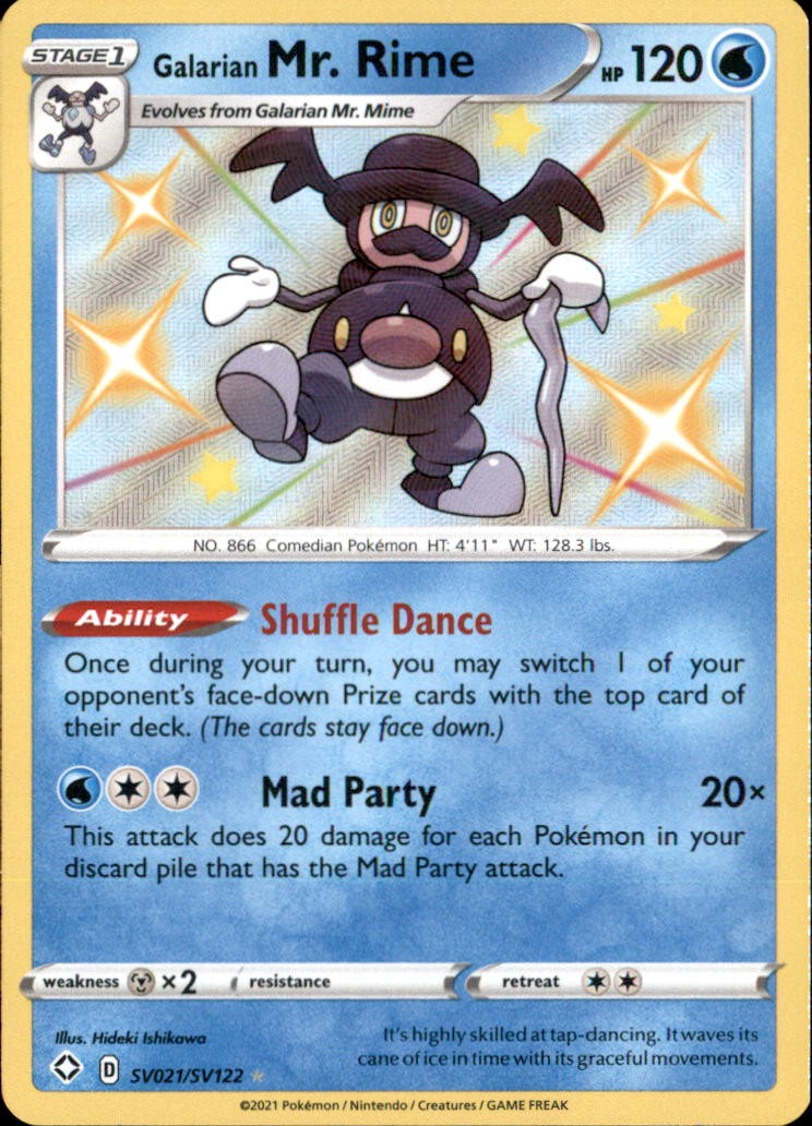 Galarian Mr. Rime SV021/SV122 Shining Fates Shiny Vault Pokemon Holo NM