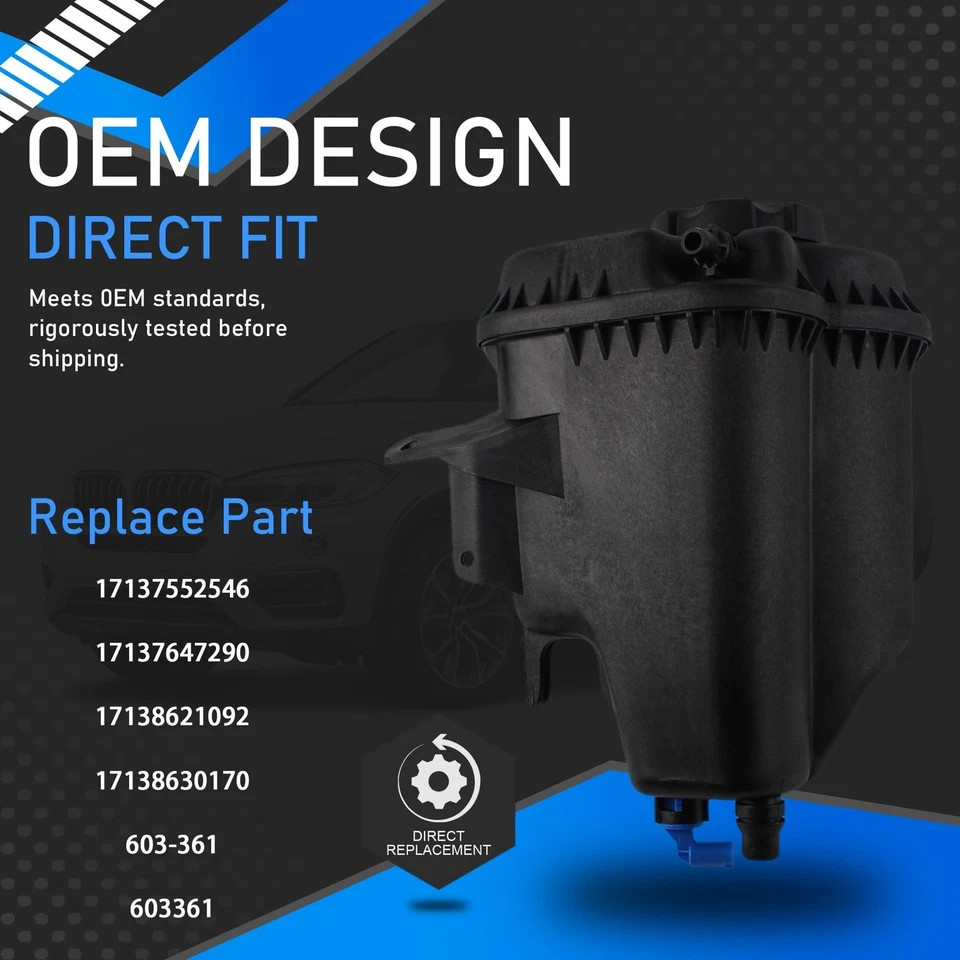 Engine Coolant Reservoir Tank with Cap Compatible with 2007-2018 BMW X5, 2008... - Image 2 of 4