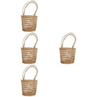 4 Pcs Geflochtener Korb Klein Mit Henkel Mini Gewebter Handgewebter