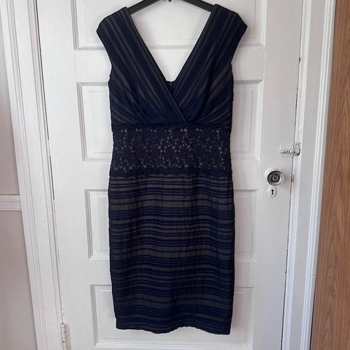 Tadashi Shoji Womens Dress Midnight Blue Lace Crochet Knee Length NWT 10 Wedding - Picture 2 of 15