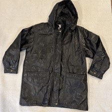 CW Classics Mens 100 Genuine Leather Jacket W/ Detachable Hood Size Large
