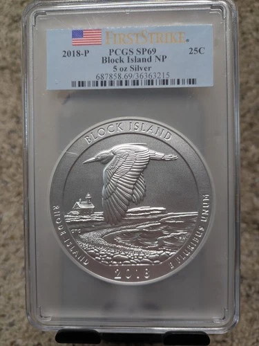 2018 Giant 5 oz Silver ATB Block Island NP Quarter PCGS MS 69 DMPL