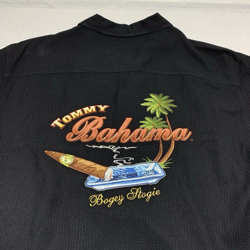 Tommy Bahama Mens XL Black Embroidered Cigar Shirt Bogey Stogie TB18 Golf - Picture 5 of 9