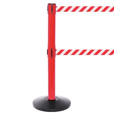 QUEUE SOLUTIONS SPROTwin300R-RWPWH160 SafetyPro Twin 300, Red, 16' Red/White