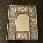 VTG Wall Mirror w/Reverse Painting on Glass Angels Garden 10 X 12”